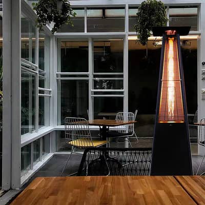 Imported  Glass Tube Patio Heater - Pyramid Style - Outdoor Heater