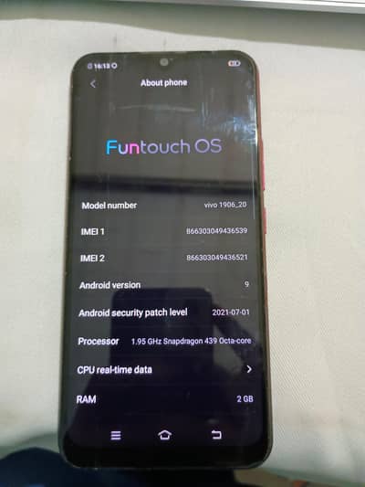 vivo 1906_20 2gb ram 32gb storege only phone available