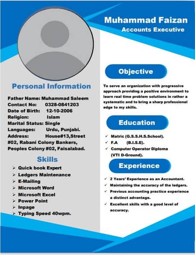 I need a Job. And I am working as a Accountant since 2 year's.