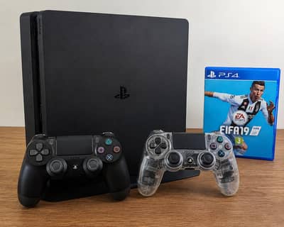 PS4 Slim 500GB | 2 Controllers | FIFA 19 | PS Plus