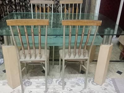 6 chair and iron table mirror glass with reasonable price