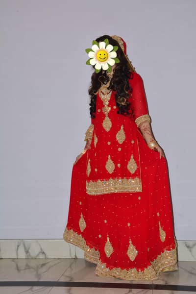 red bridal lehnga choli dopata