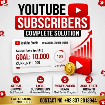 YouTube Subscribers, & Monetization Service , Grow Your  Channel