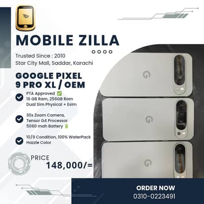 Google Pixel 9 Pro XL 16/512, Usa Model, New Condition MOBILE ZILLA