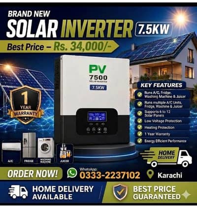 Brand  new Solar  inverter 7.5 KW  (without battery and without wapda)