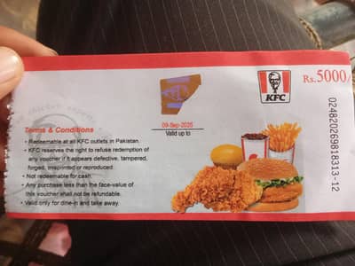 KFC vouchers available for sale with special discount.