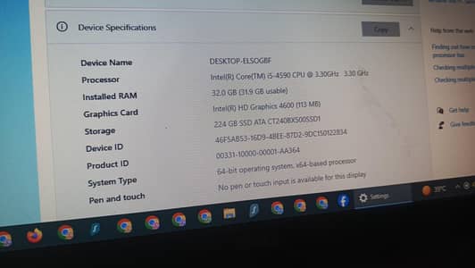 Core i5 4th Gen PC -32GB RAM-224 GBSSD Assembled Desktop