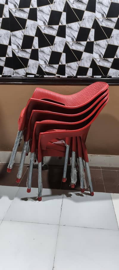 kitchen Chairs kursi کرسیاں Red Plastic Armchairs