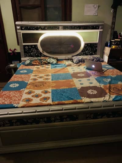 king size glass bed with led lights