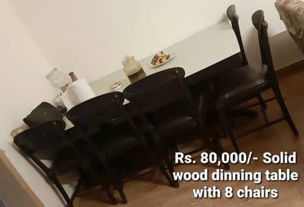 Dinning Table with 8 Chairs (Solid Wood)