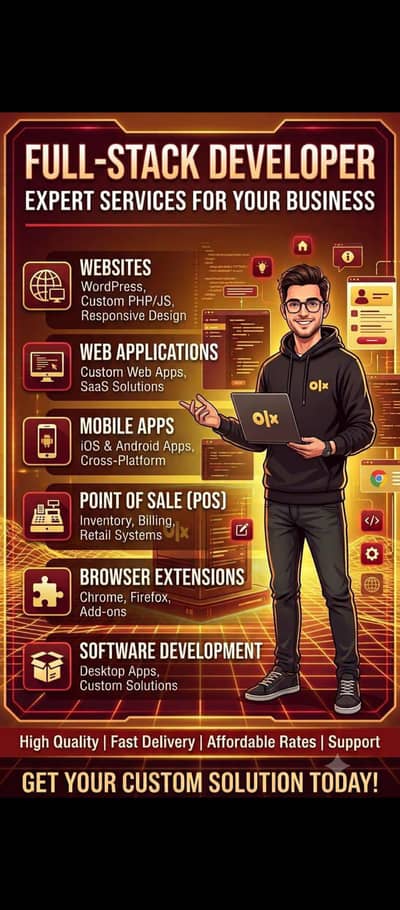 Professional Full sack Developer Websites Mobile Apps pos & softwares