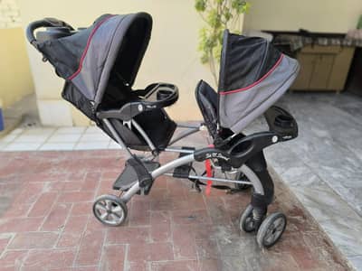 double baby pram for sale in good condition.
