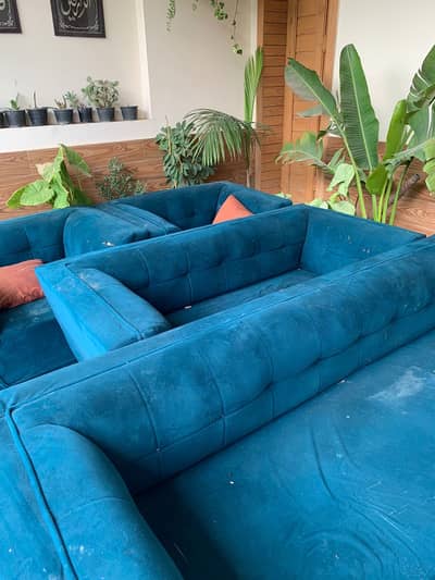 7 seater sofa with pillow and curtains