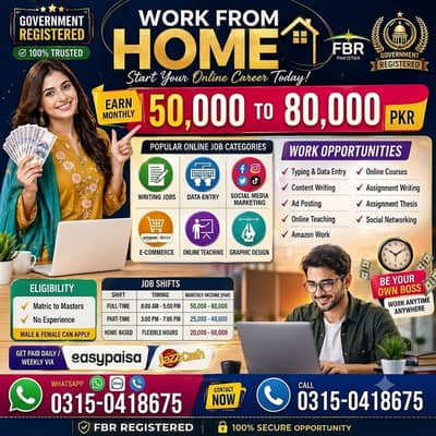 Online job/ part time/ home job/ Assignments/ Typing/Data entry/ Ads