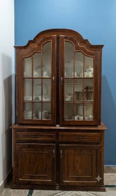 Solid Talhi Wood Crockery Cabinet - Excellent Condition