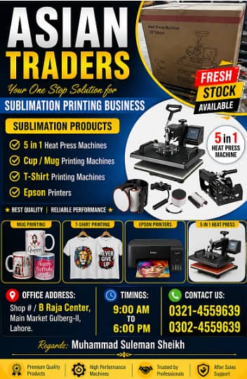 Sublimation Products Cup Mug Tshirt 5 in 1 heat press machines availab