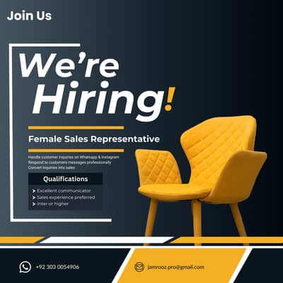 Hiring Female sales and customer support staff in Lahore