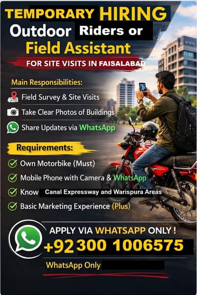 Temporary position for outdoor field surveyor or outdoor Rider
