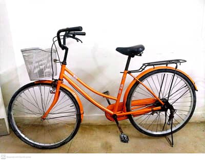 BICYCLE IMPORTED ORANGE COLOUR 26 SIZE WITH DRUM BREAK LIGHT WEIGT INu