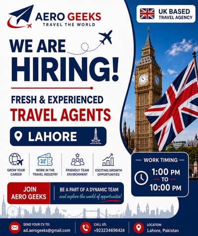 Fresh & Experinced Travel Agents UK(evening shift)