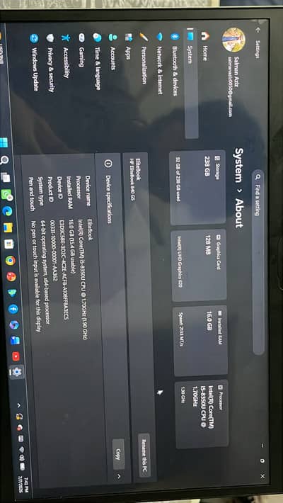 HP Elite Book 840 G5 8th Gen 16/256