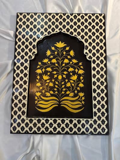 Luxury Handcrafted Mughal Arch Decorative Wall Mirror | Black & White