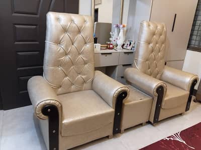 Luxury 2-Seater Sofa Chairs with Center Table | Excellent Condition