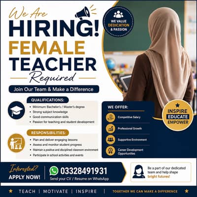 Hiring Female Teacher | Join Our Educational Team