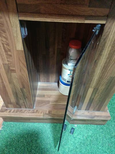 Solid Wood Side Table / Bedside Cabinet with Glass Door