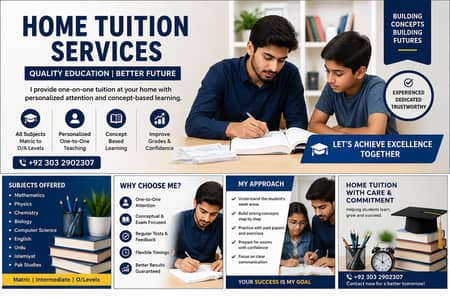 Experienced Home Tutor for O/A Levels, Matric & Intermediate