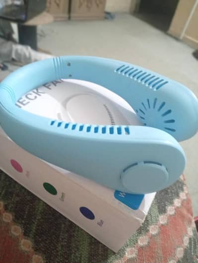 New U shaped Light Blue color Neck Fan