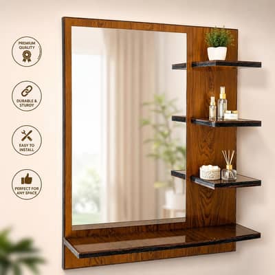 Wall mirror shelf's