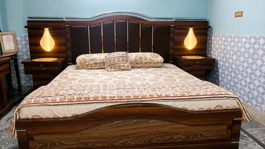 Premium King Size Bed Set with Wardrobe/Dressing Table & LED Side Tabl