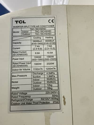 TCL 1.5 ton INVERTER SPLIT AC