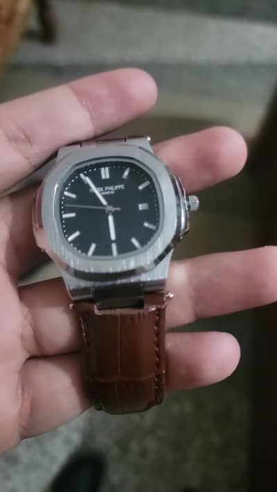 Leather Strap Semi Automatic Watch