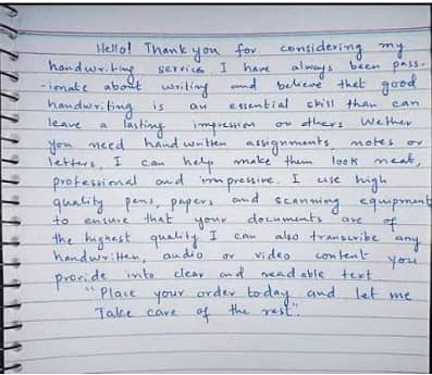 HANDWRITING ASSIGNMENT TASK