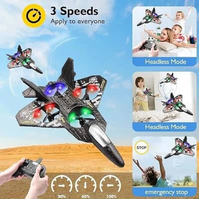 Premium RC Fighter Jet 2.4 | Remote Control | Lights & 3D Stunt Glider