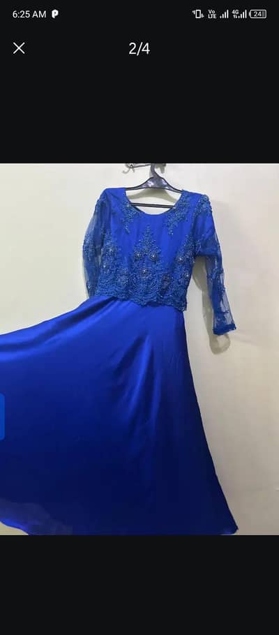 Blue Silk long frock for party and wedding
