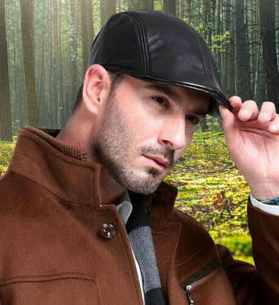 Leather flat golfer caps