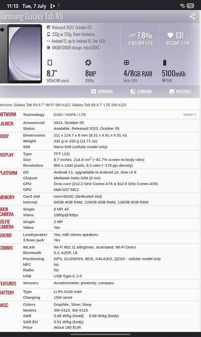 Samsung Mobile A9