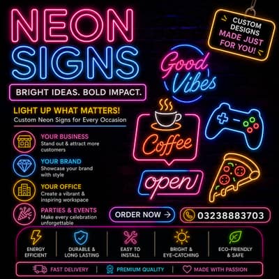 Custom Neon Signs for Business, Office, Weddings & Parties