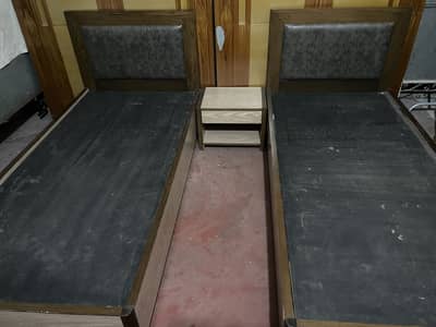 Bed with side table