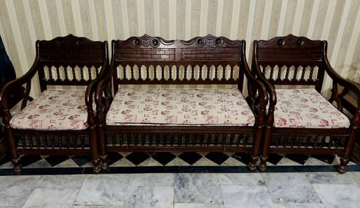 Chinese Sofa Set | Solid Kikar Wood | Soft Cushions