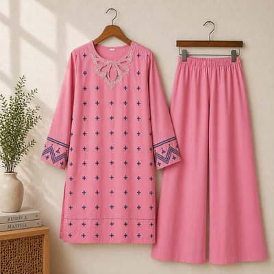 New contrast Embroidery 2-Pcs