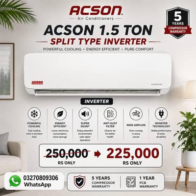 Acson 1.5 Ton Split Type Inverter AC Market Price Sy Km Rate Py
