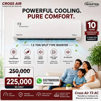 Cross Air 1.5 Ton Split Type Inverter AC Market Price Sy Km Rate Py