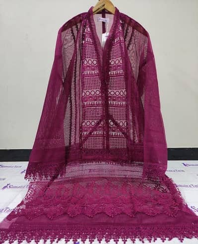3 piece embroided khaddi net suit