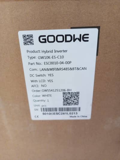 Goodwe 10KW es uniq Hybrid Inverter Box pack