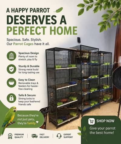 4 Large Metal Parrot Cages | Strong & Spacious | 4 piece