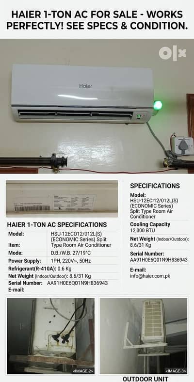Haier 1-Ton Split AC for Sale
